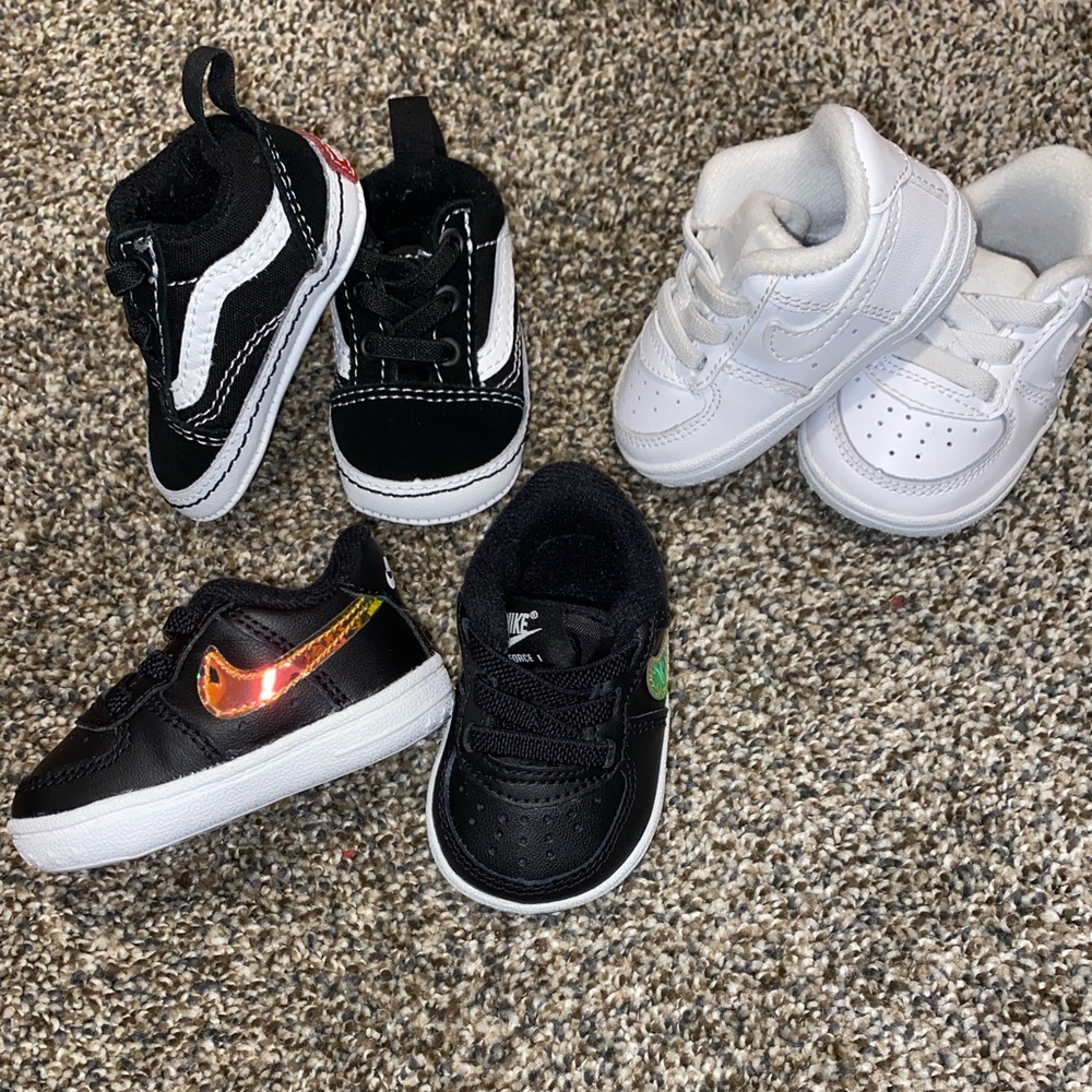 Lot of 3 gently worn crib shoes